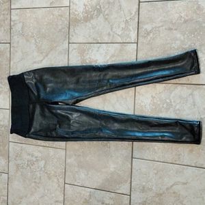 Assets by Spanx S Pleather Fake Leather Black Leggings